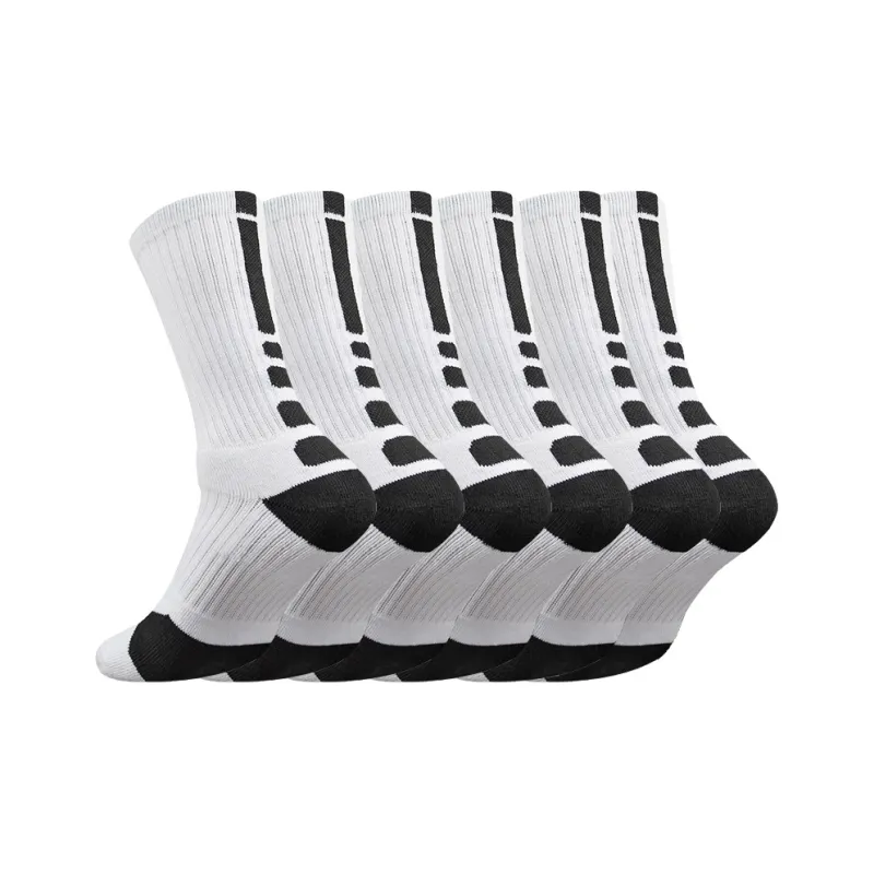 Ledomoda Basketball Socks Unisex 6 Pack White Black-0