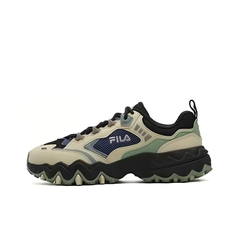 FILA Cushioning Wear Resistant Low Top Chunky Sneakers Unisex Black Green-0