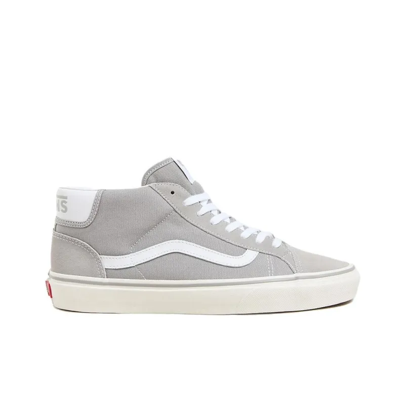 Vans Mid Skool 37 Durable Breathable Mid-Top Skateboard Shoes Women's Gray White-1