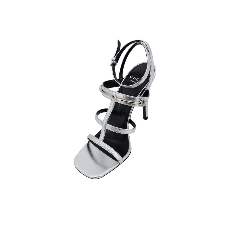 GUCCI Horsebit Strap Sandals Women's Silver-2