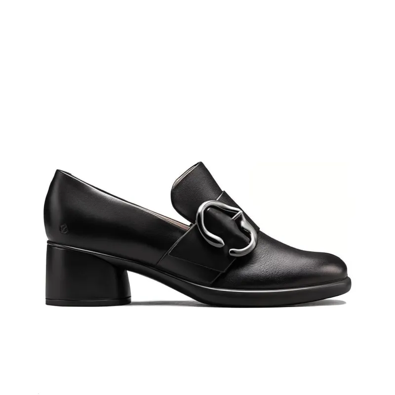 Ecco Chunky Heel Mary Jane Shoes 6.5cm Women's Black-1