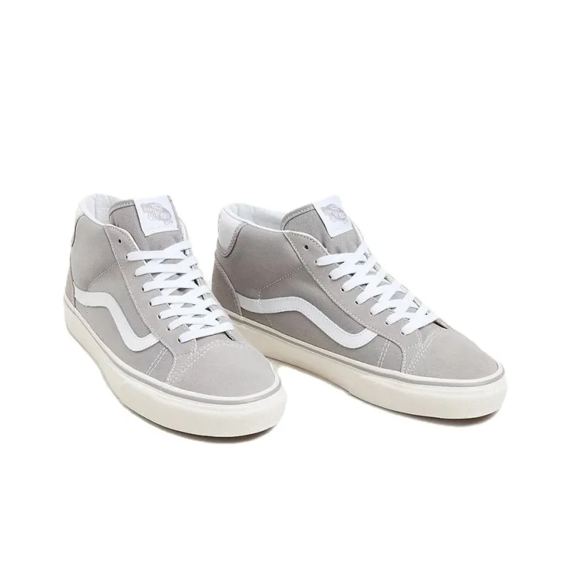 Vans Mid Skool 37 Durable Breathable Mid-Top Skateboard Shoes Women's Gray White-2