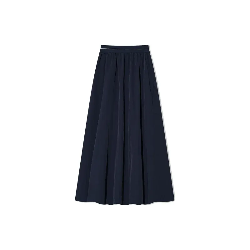 COVERINS Casual Long Skirts Women's Navy Blue-1