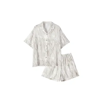 Same Language SS24 Pajama Set Women's Daylight White Red Ink Smoke Silk