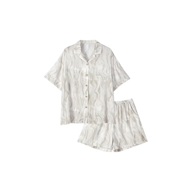 Same Language SS24 Pajama Set Women's Daylight White Red Ink Smoke Silk-0