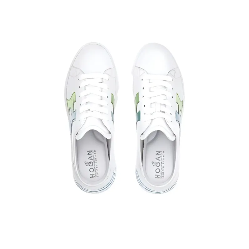 HOGAN Rebel Rubber Sole Wrap-toe Slippers Women's White Blue Green-3