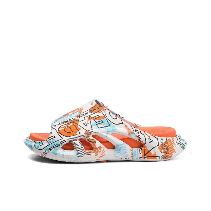 Locke Rubber Sole Totem Graffiti Quiet Slide Slippers Unisex-3