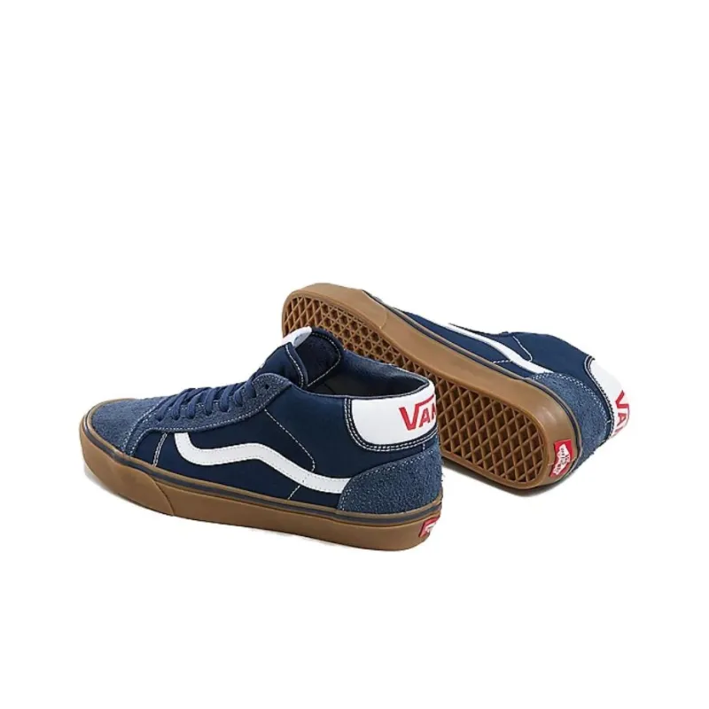 Vans Mid Skool 37 Durable Breathable Mid-Top Skateboard Shoes Blue-3