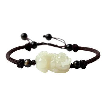 Artisan Lock Heart Jade Hetian Jade Bracelets Women's Pale Greenish-White Jade