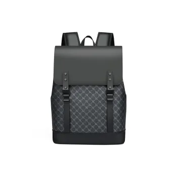 Dusen Kangaroo Abrasion Resistant Fabric Backpack Large Size Unisex Pressed Pattern/Black