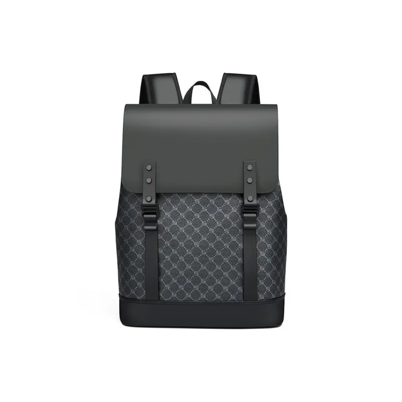 Dusen Kangaroo Abrasion Resistant Fabric Backpack Large Size Unisex Pressed Pattern/Black-0