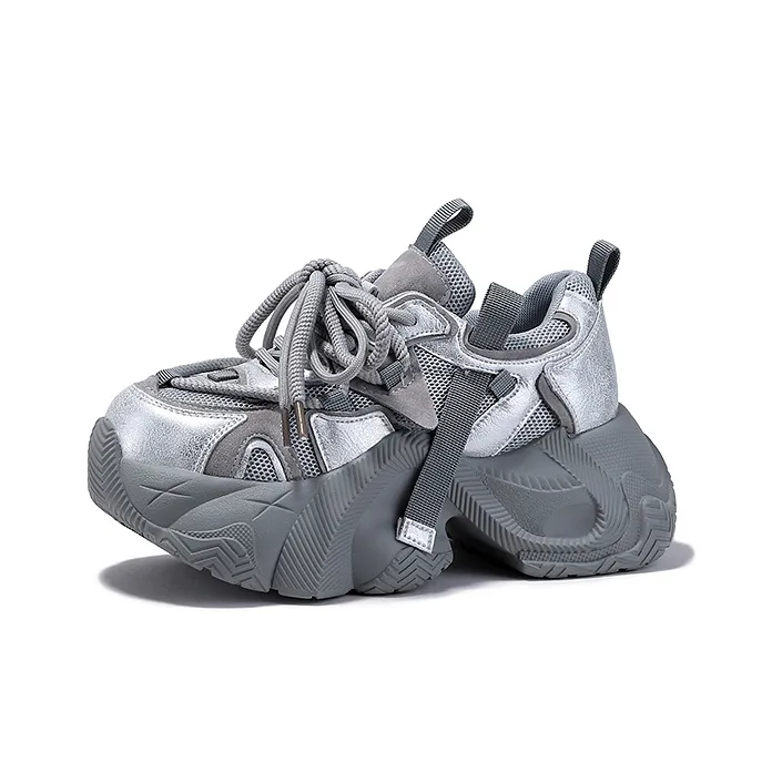 SELAIYA Anti Slip And Wear Resistant Height Increasing Low Top Chunky Sneakers Women's-0