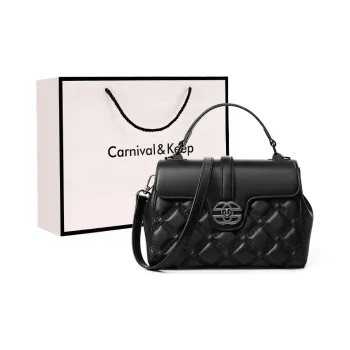 Carnival Keep Cow Leather Handbag Regular Women's Black