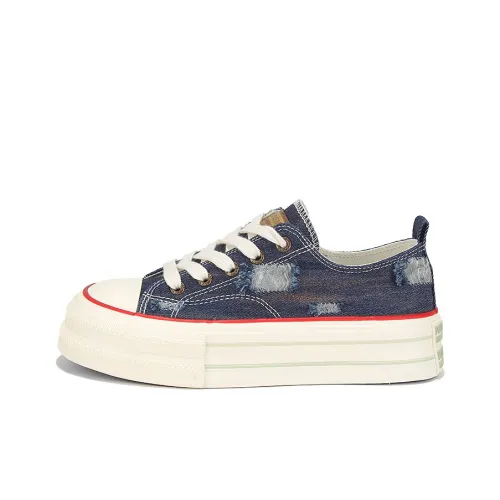 Yobn Skateboard Shoes Women's Low-Top Dark Blue