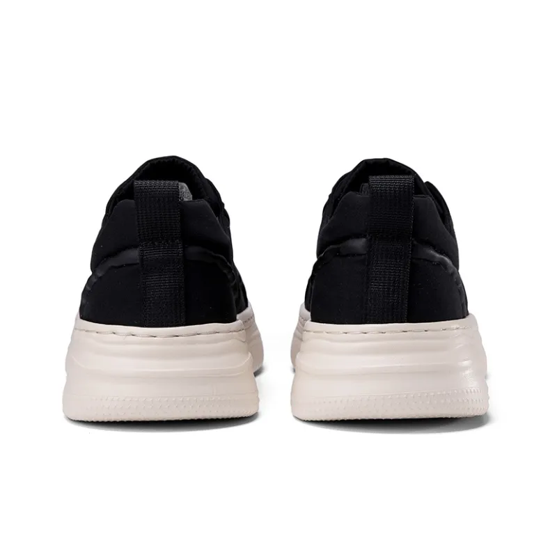 SAIFEINU Shell Head Collection Cushioning Lightweight Height Increasing Low-Top Skateboard Shoes Men's Black-3
