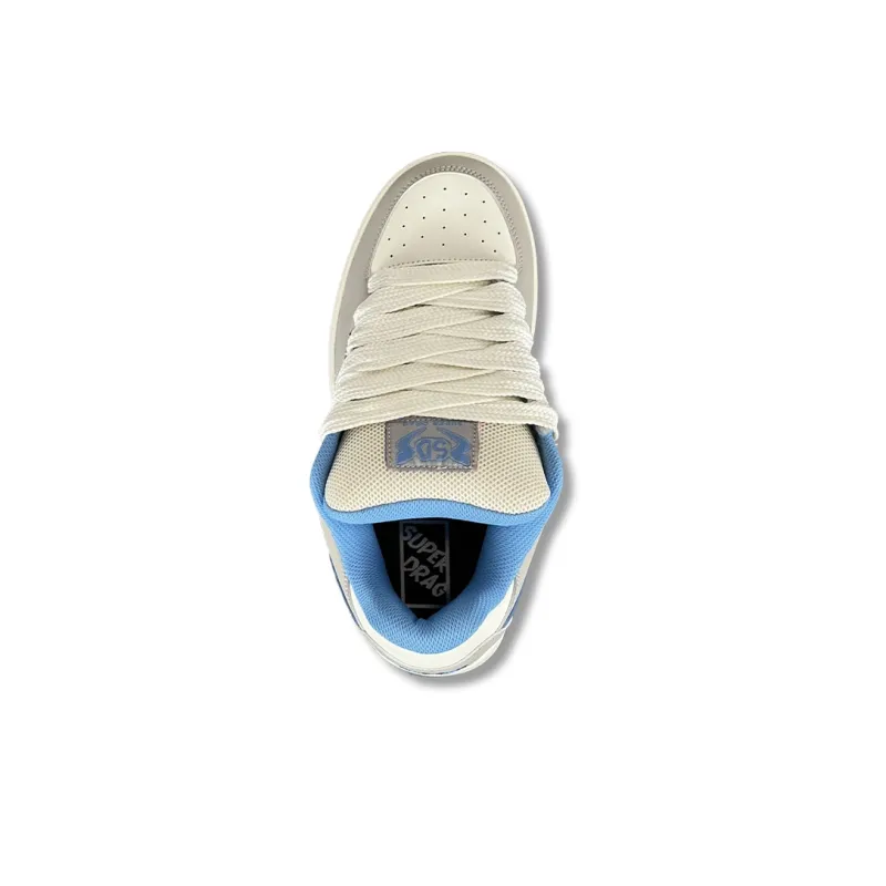 LuzaoT SUPER DRAG Lightning Puffy Shoes Low Top Skateboard Shoes Unisex Gray Blue-2