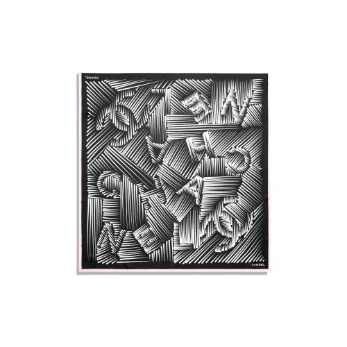 CHANEL Silk Scarves Women's Black/Pink