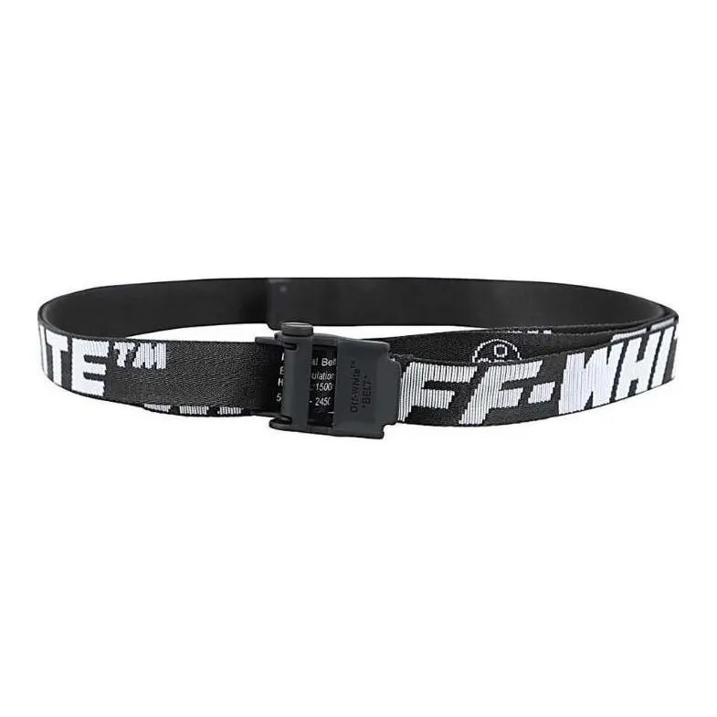 OFF WHITE Logo Print Belt Men's Black Width 3.5CM-1