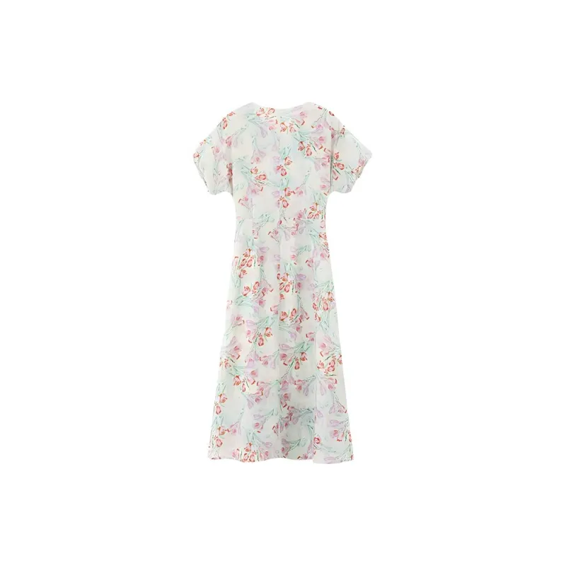 NINE WEST Short Sleeved Dress Women's Purple Floral-1