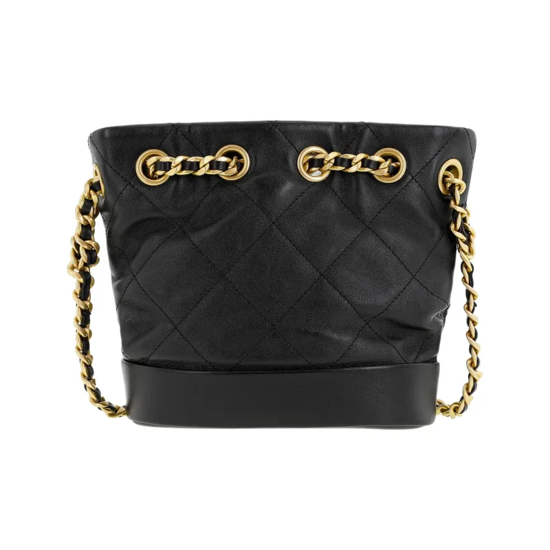 CHANEL Calfskin Bucket Bag, Shoulder Bag, Crossbody Bag Trumpets Women's Black-1