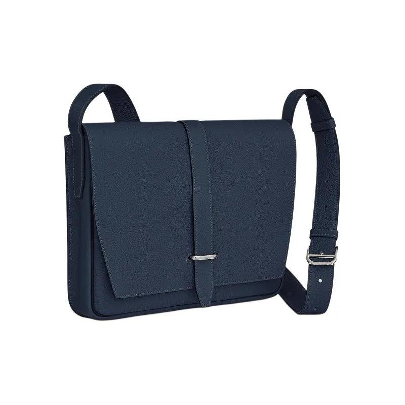 HERMES Steve Light Junior Togo Calfskin Messenger Bag Shoulder Bag Crossbody Bag Men's 7U Navy Navy-1