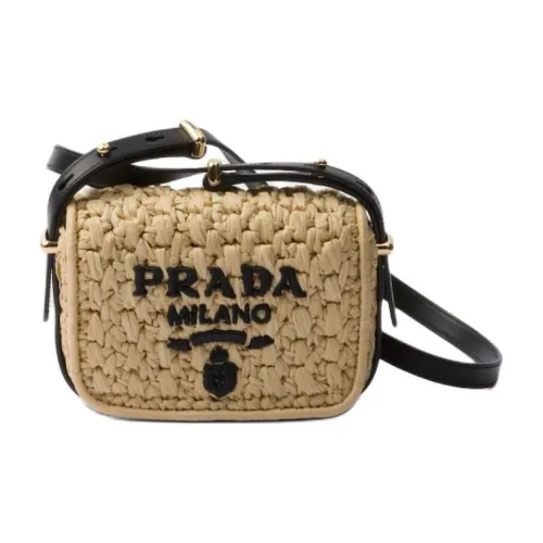 PRADA zipped With Leather Shoulder Bag, Crossbody Bag Women's Beige & Black