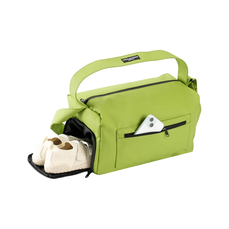 LARA STAR 900D Membrana Dermalis Hybrid Polyester One Shoulder Crossbody Gym Bags Large Size Unisex Black/Green-1