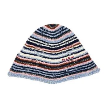 MARNI Logo Embroidered Striped Knitted Beanie