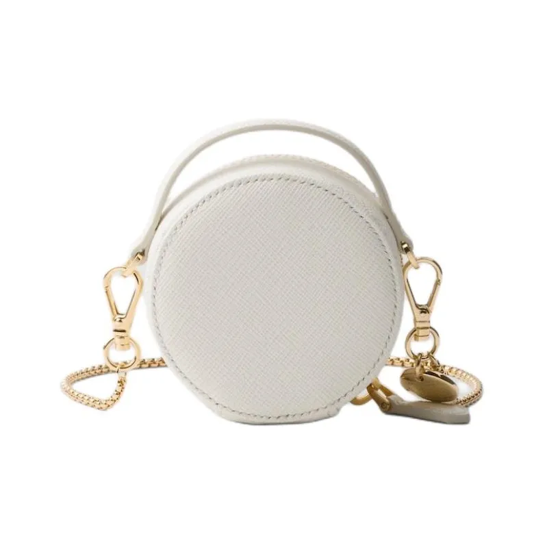 PRADA Saffiano Leather Portable Crossbody Bag, Shoulder Bag Mini Women's White-3