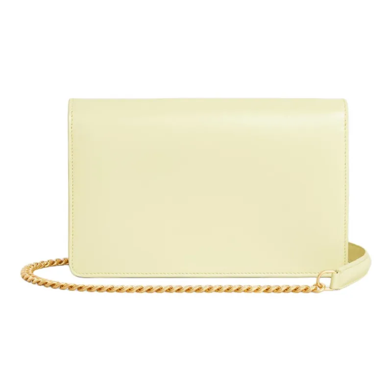 CELINE Cow Leather Shoulder Bag Crossbody Bag Wallets Mini Women's Light Yellow-2