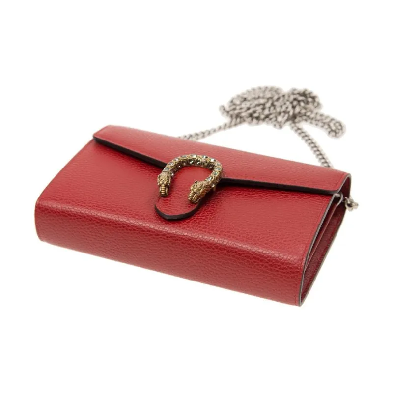 GUCCI Dionysus Mini Leather Wallet Shoulder Bags Women's Red-3