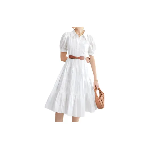 ELLE Short-Sleeved Dresses Women's White