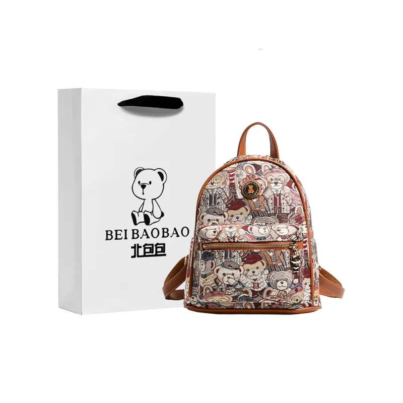 North Pack Canvas Student Backpack Regular Women's Navy Blue/Pink/Brown-12