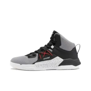 DECATHLON Protect 120 Cushioned Slip-Resistant Breathable High-Top Basketball Shoes Unisex Gray Black
