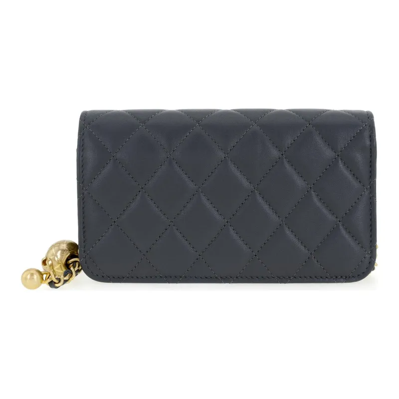 CHANEL WOC Sheepskin Shoulder Bag, Crossbody Bag Women's Dark Gray-1