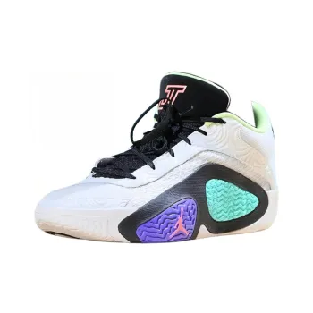 Jordan Tatum 2 Wear Resistant Mid Top Basketball Shoes Men's White Purple Green