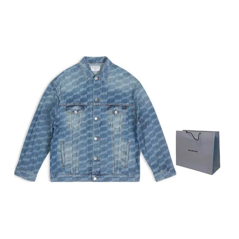 Balenciaga FW22 Denim Jacket Unisex Fitted Style Blue-2