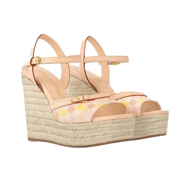 LOUIS VUITTON Damierlicious Strap Sandals 8cm Women's Orange-1