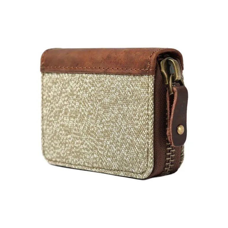 G FAVOR Crazy Horse Leather Cow Leather Business Card Holder Small Size Unisex Khaki Army Green-3