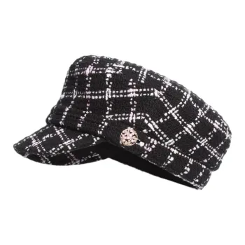 CHANEL Cotton Berets Women's Black
