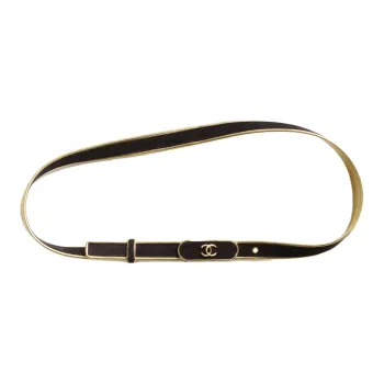 CHANEL Suede Effect Pin Buckle Leather Belts Women's Black