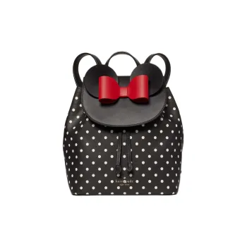 Kate Spade Disney Collaboration Premium Grained Leather Backpack Women's Black & White