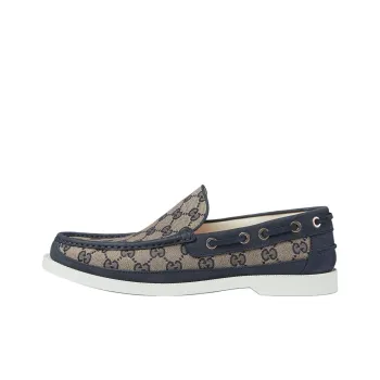 GUCCI Lace Up Loafer 'GG Canvas   Beige Blue'
