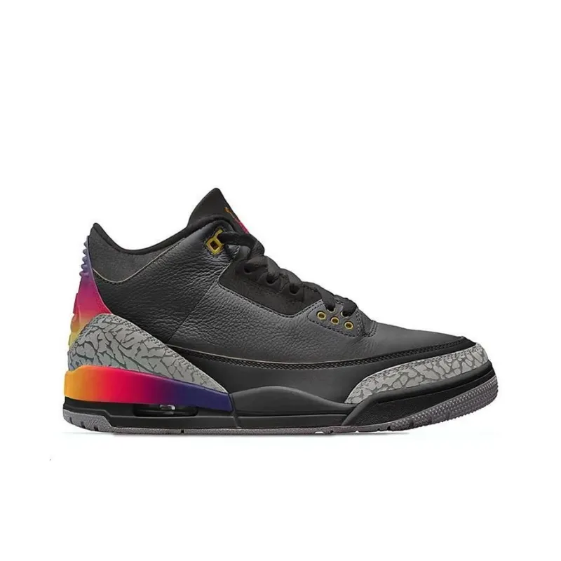 J Balvin x Jordan Air Jordan 3 Cushioning Wear-Resistant High-Top Basketball Shoes Men's Black-1