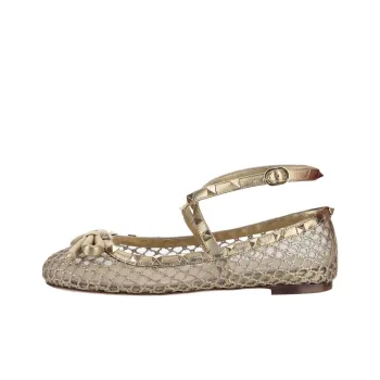Valentino Garavani Rockstud Bow Detailed Mesh Ballerina Shoes Women's