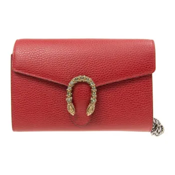 GUCCI Dionysus Mini Leather Wallet Shoulder Bags Women's Red