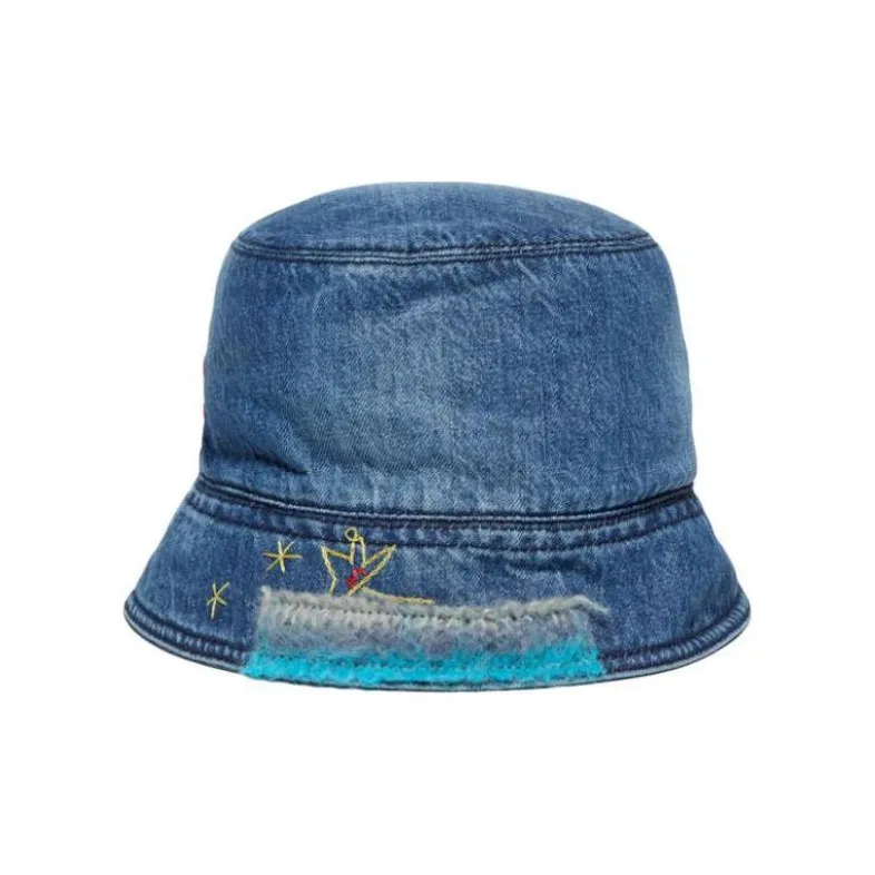 MARNI Embroidered Denim Bucket Hat-2