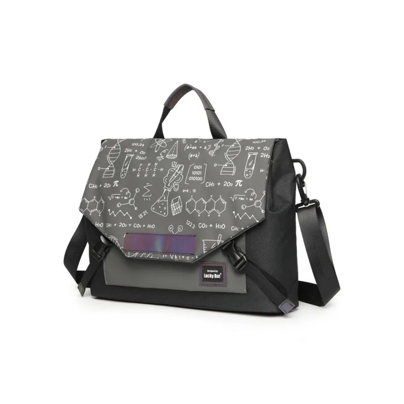TAKI PU Fashionable Versatile One Shoulder Handbag Regular Unisex Black/Gray Equation/Black Equation/Black Lightning-1