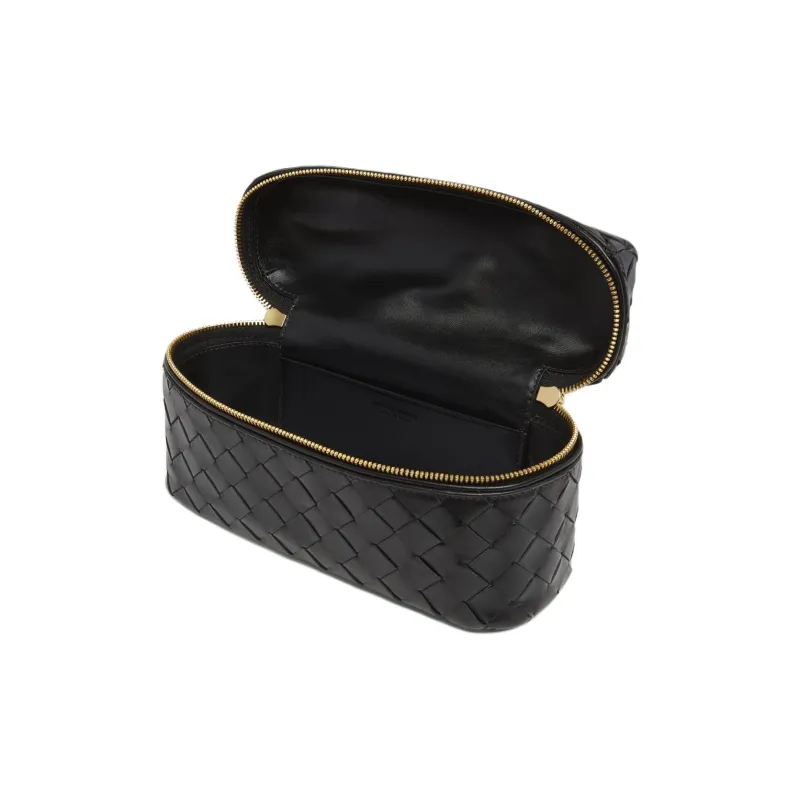 Bottega Veneta Leather Shoulder Bag, Crossbody Bag, Makeup Bag Women's Black-2