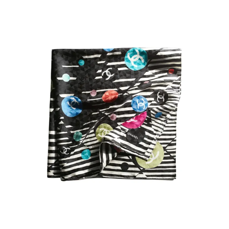 CHANEL Silk Scarves Women's Black-1